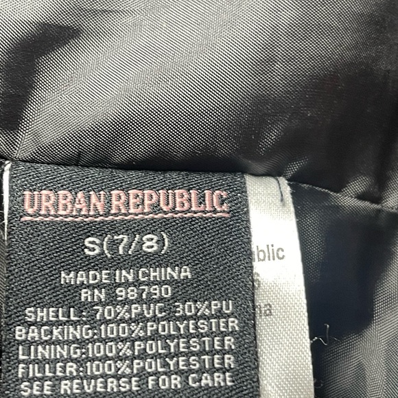 Urban Republic Girls Faux Black Leather Moto Jacket Size S 7/8 - Picture 7 of 13